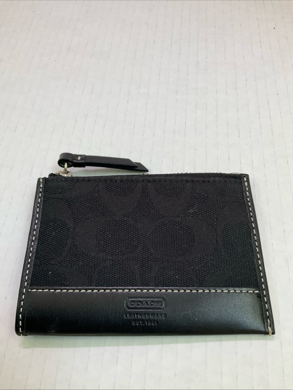 Coach Y2K Black Jacquard Signature Canvas Mini Skinny Keychain ID Wallet - Picture 3 of 7